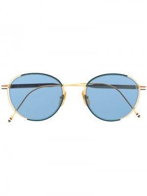 Солнцезащитные очки в круглой оправе Thom Browne Eyewear. Цвет: золотистый