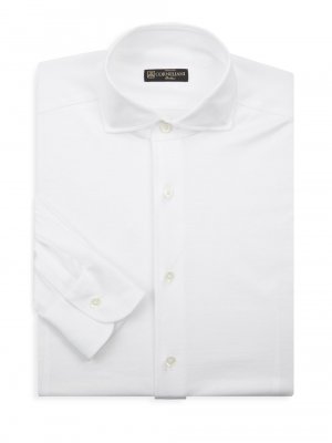 Повседневная хлопковая классическая рубашка с длинными рукавами , белый Corneliani
