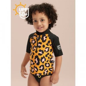 Футболка для плавания, размер 104-110, черный, оранжевый Happy Baby. Цвет: оранжевый/черный