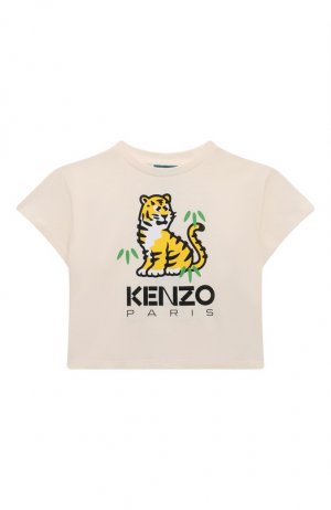 Хлопковая футболка Kenzo. Цвет: кремовый