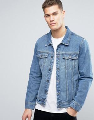 Выбеленная джинсовая куртка Hoxton Denim. Цвет: синий