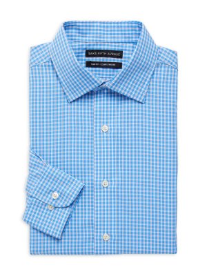 Классическая рубашка приталенного кроя Tattersall , цвет Blue Orange Saks Fifth Avenue