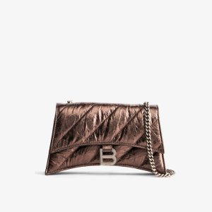 Кожаный кошелек «Песочные часы» на цепочке , бронзовый Balenciaga