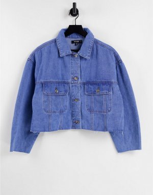 Синяя джинсовая куртка со складками на спине в стиле 90-х -Голубой Missguided