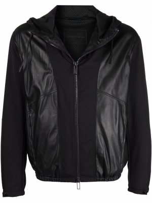 Leather-panel zipped jacket Emporio Armani. Цвет: черный