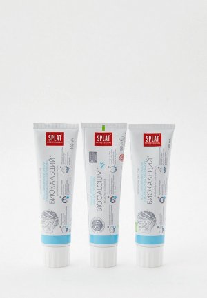 Комплект зубных паст Splat Биокальций 3 шт. х 100 мл. Цвет: прозрачный