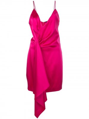 Атласное платье мини асимметричного кроя Cushnie. Цвет: розовый