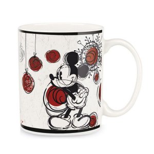 [A1479] - Кружка керамическая Микки (Микки Маус) белый красный 90x85 мм (330мл) Disney