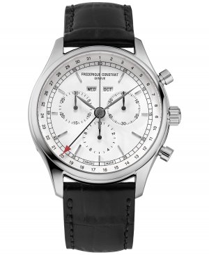 Мужские швейцарские часы с хронографом на черном кожаном ремешке, 40 мм Frederique Constant Frédérique
