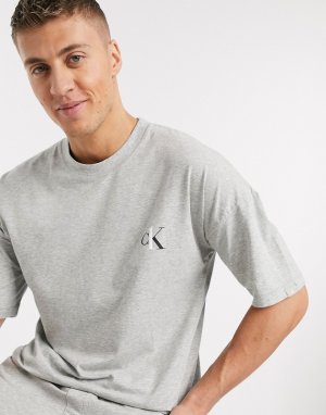 Серая домашняя футболка с круглым вырезом и логотипом CK One-Серый Calvin Klein