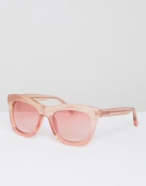 Солнцезащитные очки в розовой блестящей оправе с розовыми стеклами Mar Markus Lupfer. Цвет: розовый