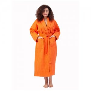Халат женский банный Регина ,халат домашний для бани ,вафельный ,большой размер Вакас-текстиль. Цвет: оранжевый