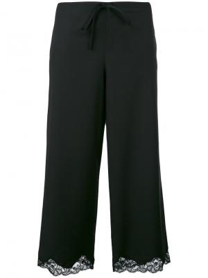 Укороченные брюки с кружевной отделкой Alexander Wang. Цвет: черный