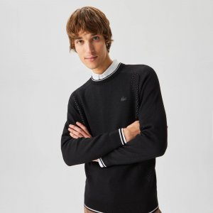 Свитеры Мужской свитер с круглым вырезом Lacoste. Цвет: чёрный