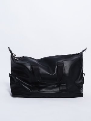 Дорожная сумка из искусственной кожи с ремнём zolla. Цвет: черный