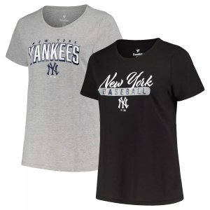 Женский комплект футболок больших размеров New York Yankees черного/серого цвета Хизер Unbranded