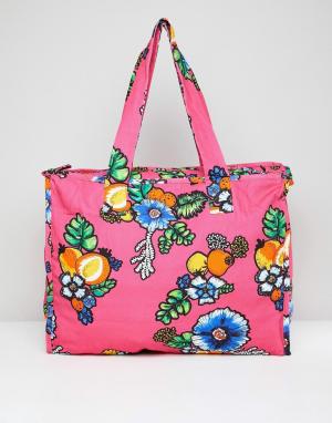 Большая сумка-шоппер с цветочным принтом Kenya ASOS MADE IN. Цвет: мульти