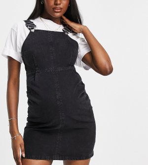 Черное выбеленное джинсовое платье-сарафан ASOS DESIGN Maternity-Черный цвет Maternity