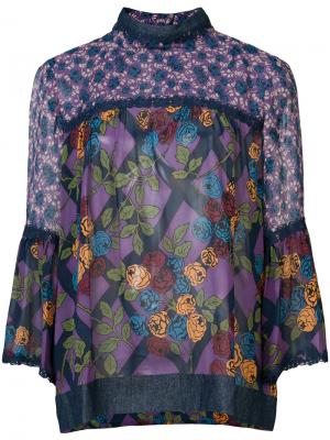 Блузка с цветочным принтом Anna Sui. Цвет: розовый и фиолетовый
