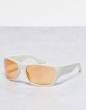 Солнцезащитные очки скиннидип белого цвета с оранжевыми линзами Skinnydip