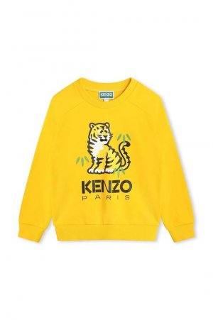 Kenzo kids Детская хлопковая толстовка, желтый