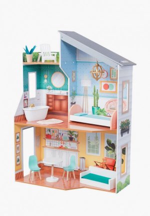 Дом для куклы KidKraft Эмили, с мебелью 10 предметов в наборе, кукол 30 см. Цвет: разноцветный