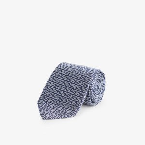 Шелковый галстук Tampa с жаккардовым узором и широкими лезвиями , темно-синий Ferragamo