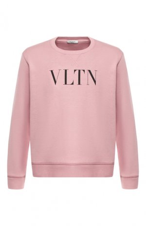 Хлопковый свитшот Valentino. Цвет: розовый