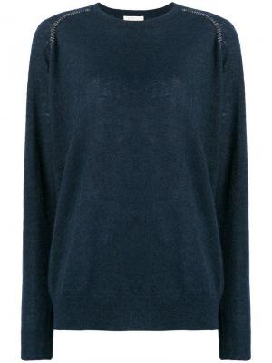 Приталенный свитер с длинными рукавами 6397. Цвет: синий
