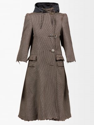 Пальто строгого кроя с капюшоном и узором гусиные лапки , коричневый Balenciaga