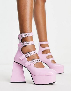 Лакированные розовые туфли на платформе с несколькими пряжками True Romance Lamoda