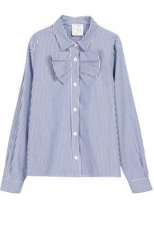 Хлопковая блуза в полоску Stella Jean. Цвет: синий