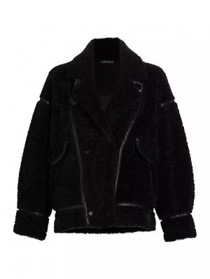 Байкерская куртка Badu из шерпа Lamarque, черный LAMARQUE