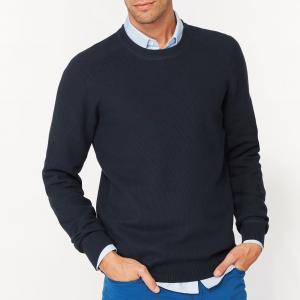 Пуловер с круглым вырезом из трикотажа 100% хлопок La Redoute Collections. Цвет: темно-синий,черный
