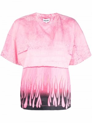 Flame abstract-print crew-neck T-shirt Kenzo. Цвет: розовый