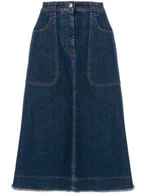 А-образная джинсовая юбка Alexa Chung. Цвет: синий