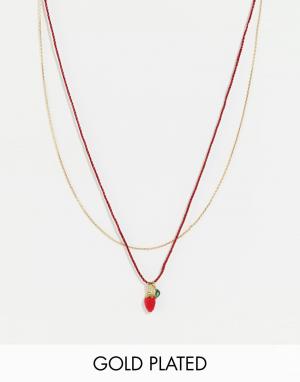 Ожерелье с подвеской‑клубничкой Les Nereides. Цвет: красный