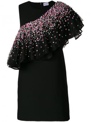 Платье с расшитой бисером присборенной лентой Au Jour Le. Цвет: чёрный