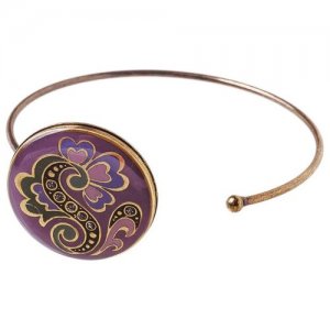Браслет , эмаль, диаметр 6.5 см, золотой, фиолетовый Clara Bijoux. Цвет: золотистый/зеленый/фиолетовый