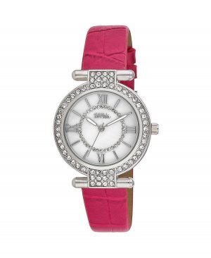 Женские часы T-Bar с розовым полиуретановым ремешком, инкрустированным камнями, 35 мм , розовый Bob Mackie
