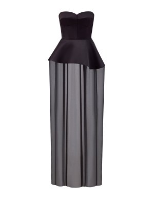 Платье архитектурного кроя из плотного шелка и вуали Vika Gazinskaya. Цвет: черный