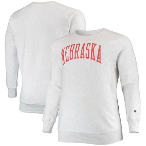 Мужской серый флисовый пуловер с круглым вырезом Nebraska Huskers обратным плетением, толстовка Champion