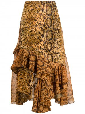 Юбка миди с оборками Preen By Thornton Bregazzi. Цвет: желтый