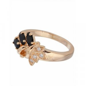 Кольцо помолвочное , фианит, размер 16, черный Lotus Jewelry. Цвет: черный