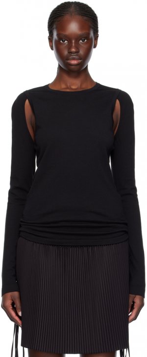 Черный свитер с вырезом , цвет Black Helmut Lang