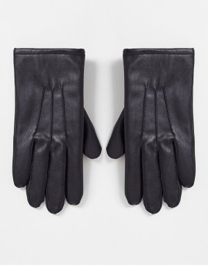 Черные перчатки из искусственной кожи -Черный цвет ASOS DESIGN