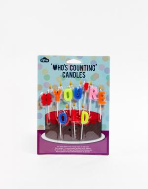 Набор свечей для украшения торта на день рождения Hashtag Youre Old NPW. Цвет: мульти