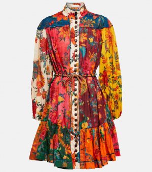 Мини-платье из хлопка с принтом ZIMMERMANN, разноцветный Zimmermann