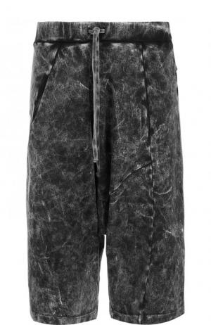 Удлиненные хлопковые шорты с поясом на кулиске Lost&Found. Цвет: серый