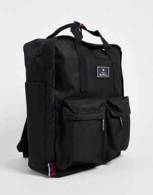 Черный рюкзак с двумя карманами и ручкой сверху -Черный цвет Ben Sherman